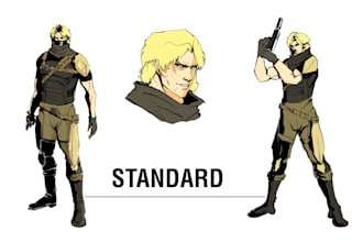 create comic and metal gear character concept art sheet