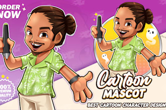 do cute cartoon mascot caricature logo for your business