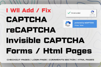add or fix google recaptcha v2, v3, invisible for HTML, PHP, wordpress forms