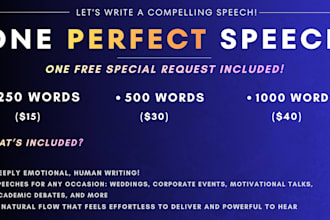 write the perfect speech for you upto 1000 words