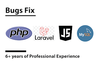 develop or bugs fix, errors in PHP, laravel,javascript,mysql