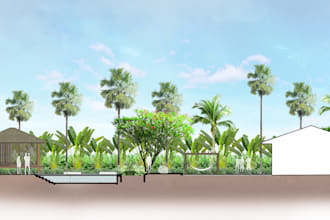 render amazing section of arcihtectural or landscape drawing