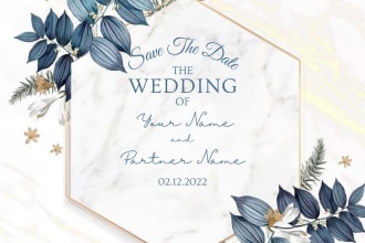 design invitation, wedding, birthday card with illustration