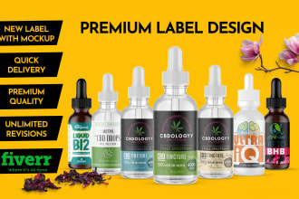 do premium supplement or cbd bottle label design,  3d mockup