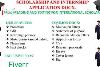 proofread and edited scholarship or internship application essays