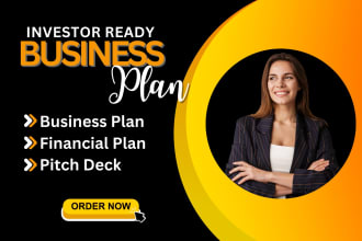 write investor ready business plan, proposal, pitch deck, market research