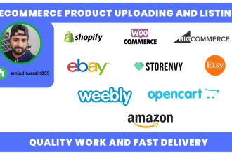 upload product manually or csv file to your shopify or bigcommerce store