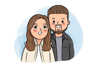 make a cute illustration couple or family portraits