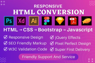 convert figma to html xd to html psd to html css bootstrap 5 responsive website