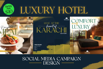 design luxury, modern hotel, restaurant, saloon social media posts