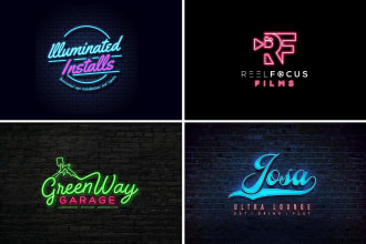 create an amazing neon light logo design neon sign or glowing neon text