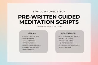 provide 30 guided meditation scripts with commercial use