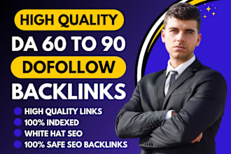 create da 60 to 80 high quality power full contextual dofollow SEO backlinks