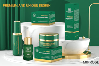 create cosmetic and skincare label and package design with mockup