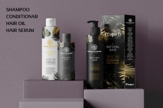 design shampoo, conditioner, hair oil label and packaging design