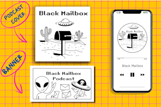 create hand drawn cartoon podcast and album cover art