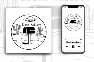 draw cartoon line art album or podcast cover art