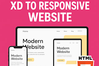 convert figma, xd to responsive website, HTML5, tailwind