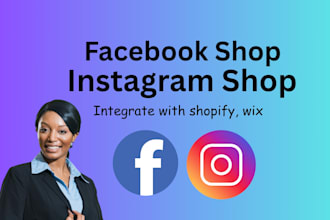 setup facebook and instagram shop, integrate with wix