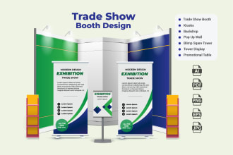 design trade show booth and backdrop banner for your exhibition