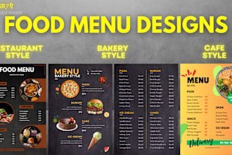 design your food menu, restaurant menu, or digital menu