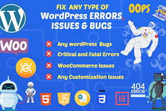 fix and debug wordpress errors, issues, bugs, and customization