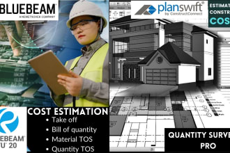 do bill of quantity, estimations and material takeoff on bluebeam or planswift
