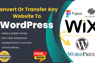 convert or transfer wix, squarespace, figma, psd to wordpress website
