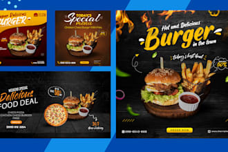 design a stunning restaurant banner, menus, flyers