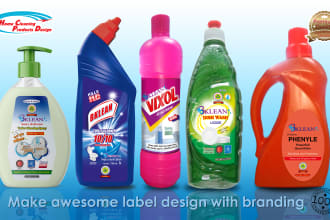 design home cleaning product label and sticker