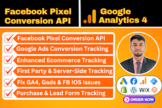 setup ga4 server side ecommerce tracking meta fb pixel google ads conversion API
