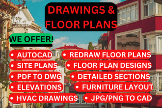 draft autocad 2d architectural floor plan drawing, elevation