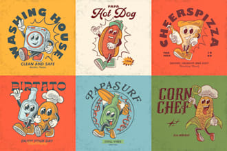 make a vintage retro cartoon mascot logo with my style