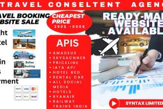 create travel booking website, i have ready made for sale