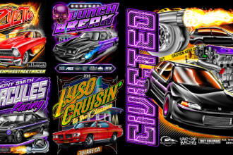draw retro automotive tshirt designs