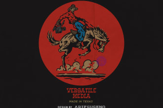 draw vintage western for logo and t shirt