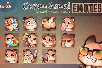 draw cute animal twitch emotes in chibi style for you