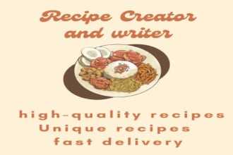 write, proofread food articles, blogs, cookbooks and recipes