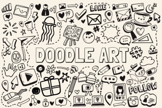 create doodle art illustration, stickman, nft art, line art, wall art, pattern