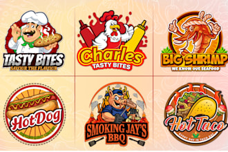 design food bbq kitchen restaurant and coffee shop logo