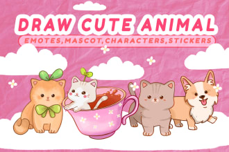 draw cute pets characters, emoticons, chibi stickers, mascots
