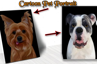 do custom vector cartoon pet portrait dog,cat portrait