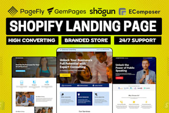 design or clone shopify landing page with pagefly, gempages or shopify website