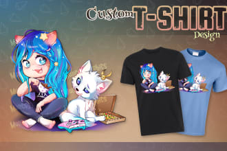 draw cute tshirt cartoon design and illustration for merch