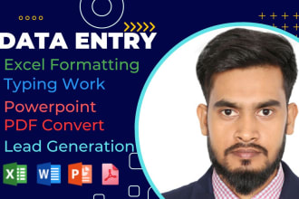 do professional data entry, web research, PDF convert