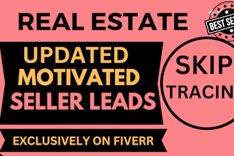 provide real estate motivated seller leads and cash buyer list with skip tracing