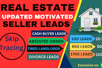 provide motivated seller, real estate leads and cash buyer lists with skip trace