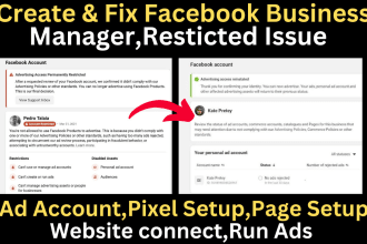 create and fix facebook business manager, ads account