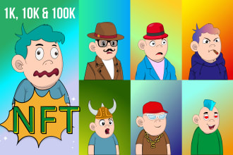 create custom nft art design, nft design, nft collection,nft creator,cartoon nft
