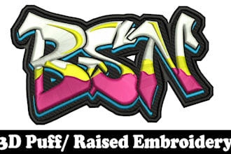 do 3d puff embroidery digitizing hat embroidery design dst pes emb pxf